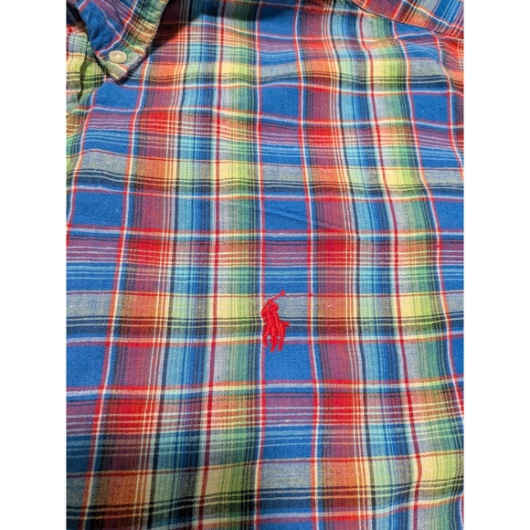 Ralph Lauren Men's Multicolor Plaid Linen Cotton Blend Long Sleeve Shirt Size XL - Picture 3 of 9